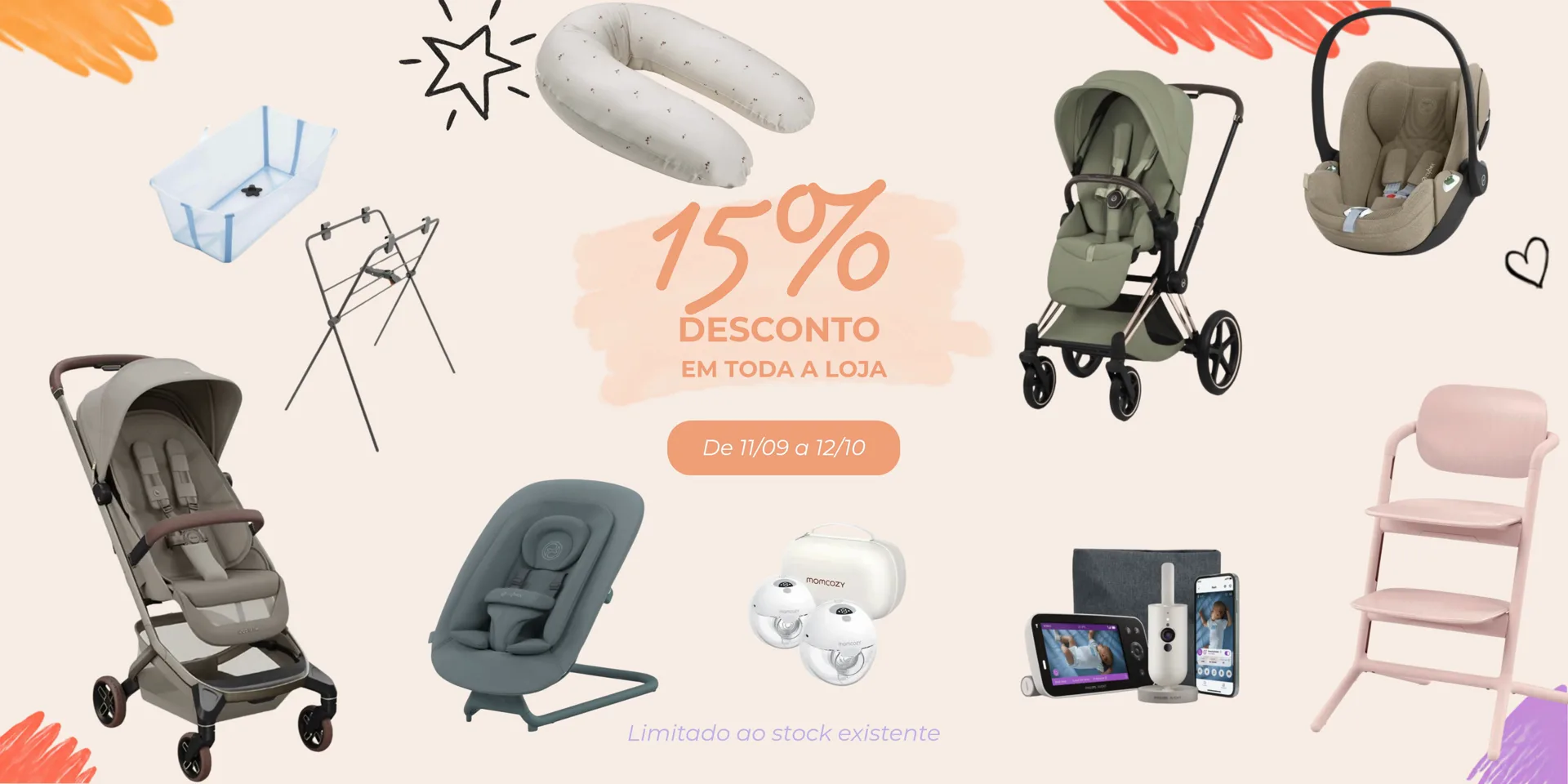 15% de desconto em toda a loja